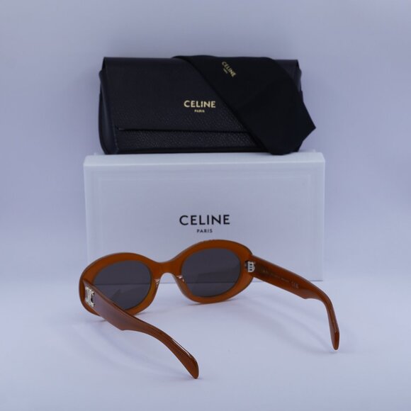 Celine CL40194U 45A Oval Sunglasses - Light Brown/Smoke - Picture 10 of 11